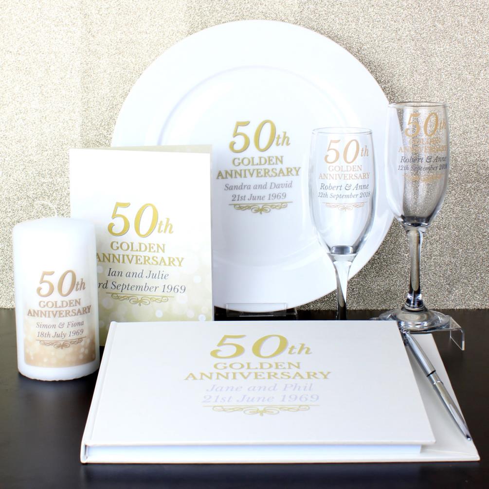 Personalised 50th Golden Anniversary Pillar Candle Extra Image 3